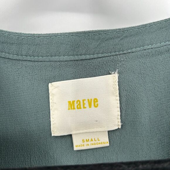 ANTHROPOLOGIE Maeve Green Blue Boho Gold Detail Lightweight Dress Size Small - Picture 6 of 7